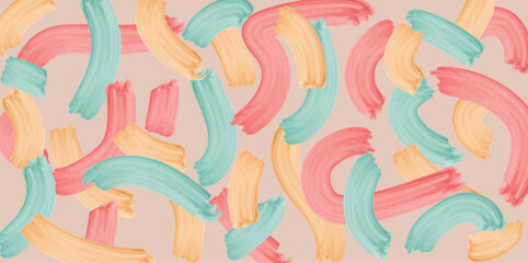 Abstract brush stroke painting seamless pattern illustration. Trendy paint line background in retro vintage color. Brush strokes, Grunge, Sketch, Graffiti, Paint, Watercolor, Sketch