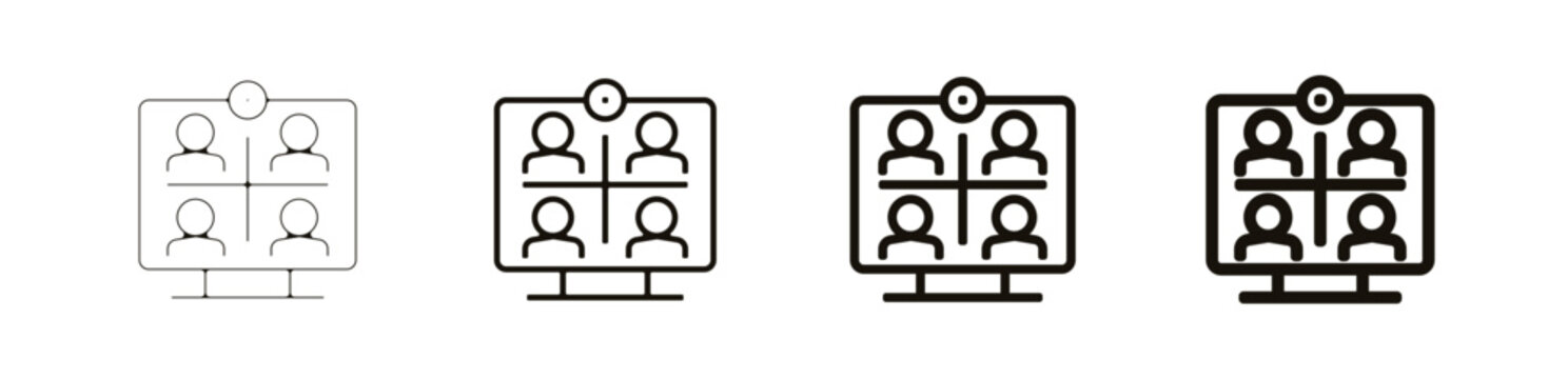 Webcam tchat Teambuilding entreprise travail pictogramme ic&ocirc;ne et symbole logo