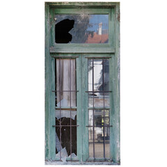 antigua ventana de madera sucia y podrida