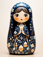 Christmas greeting with a russian doll of the Virgin Mary