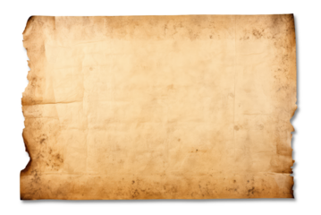 Worn old parchment isolated on transparent background