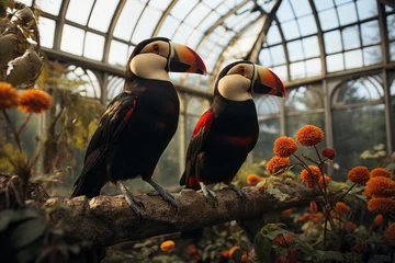 Poster Group of Wildlife Animals toucans in Lush Natural Habitat © Constantine M