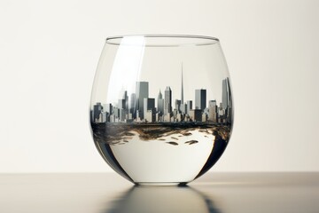 Modern city in a glass. White background - Powered by Adobe