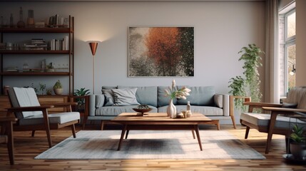 Interior of the living room. 3D illustration.