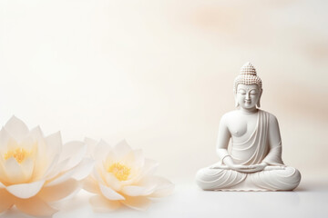 Buddha statue in white background in lotus pose