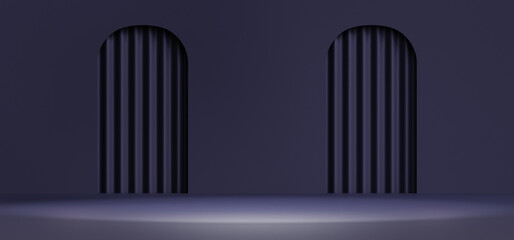 Studio background with realistic podium.Black 3D display platform space