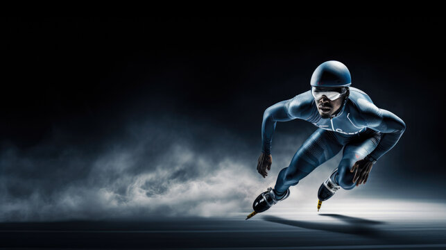 Frozen Momentum: The Athletic Prowess of an Ice Skater in Monochromatic Detail