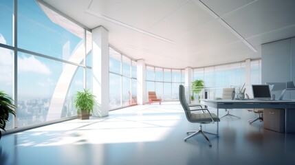 Fototapeta na wymiar Wide modern office with glass decoration 