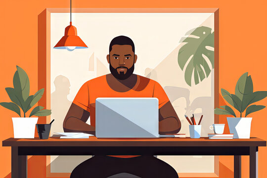Man working from home, office