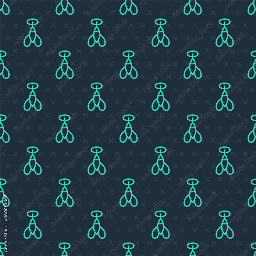 Poster green line dart arrow icon isolated seamless pattern on blue background. vector