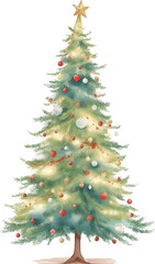 watercolor christmas tree isolated on white