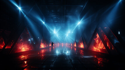 Fototapeta na wymiar sci fi fi futuristic neon glowing laser spaceship spaceship tunnel