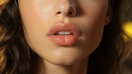 Fototapeta premium portrait of a beautiful woman in a wet dress with water drops
