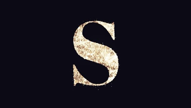 This video features an English alphabet letter "S"  as a logo, with golden and white particles emanating from it, creating a rich and exciting effect. You can combine it with your favorite videos.