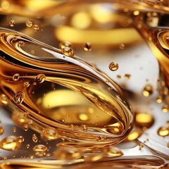 Golden oil bubble drops seamless pattern