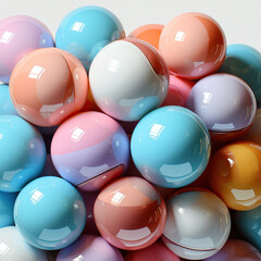 A pile of colorful glossy spheres,abstract 3d sphere,3d render of a ball