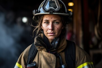 Female firefighter - obrazy, fototapety, plakaty