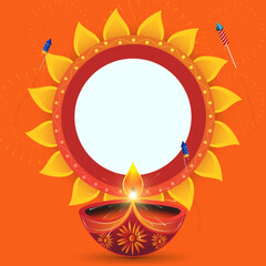 illustration of Happy Diwali festival background with diya. space for text.