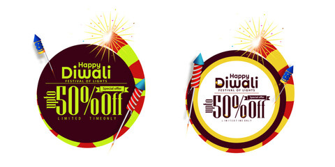 Happy Diwali Festival of Lights Celebration Sale Banner Template Design.