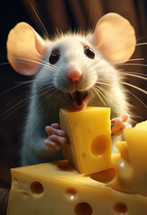 Fototapeta premium mouse and cheese, generative ai