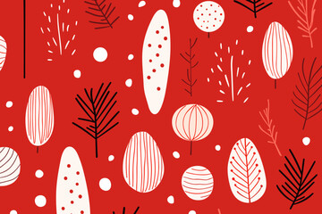 Christmas winter seamless pattern, abstract style. Good for fashion fabrics, children’s clothing, T-shirts, postcards, email header, wallpaper, banner, posters, events, covers, advertising, and more.