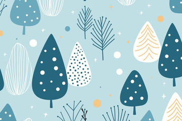 Christmas winter seamless pattern, abstract style. Good for fashion fabrics, children’s clothing, T-shirts, postcards, email header, wallpaper, banner, posters, events, covers, advertising, and more.