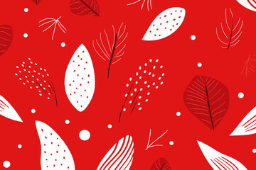 Christmas winter seamless pattern, abstract style. Good for fashion fabrics, children’s clothing, T-shirts, postcards, email header, wallpaper, banner, posters, events, covers, advertising, and more.