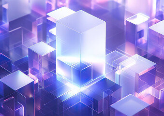 A futuristic cityscape of transparent cubes,abstract blue cubes background,abstract background with cubes
