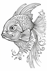 Fototapeta premium mandala illustration for coloring, fish, animals, relaxation, therapeutic, print