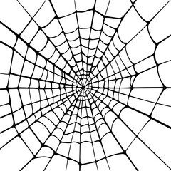 Obraz premium Spider round web, hand drawn. Vector black silhouette on a white background.