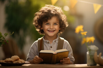 Fototapeta na wymiar child reading book