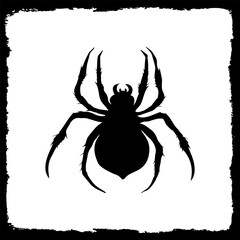 Spider silhouette. Square frame. Vector black silhouette