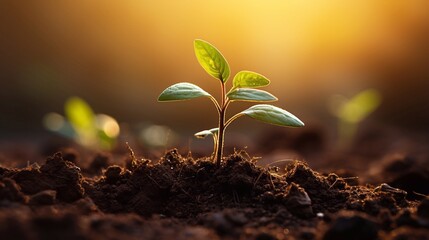 photo Green plant seedling illustrating concept of new life and environmental conservation. with sun light Generative AI