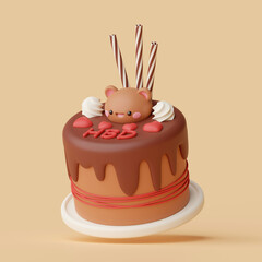 Birthday cake for celebration party, Happy Birthday, 3d illustration