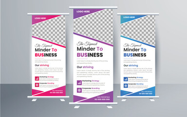  Business Roll Up. roll up design modern x-banner and flag-banner.
Modern business agency stands roll up banner design stands.Presentation and Brochure Flyer.. - obrazy, fototapety, plakaty