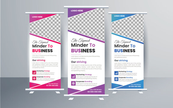  Business Roll Up. roll up design modern x-banner and flag-banner.
Modern business agency stands roll up banner design stands.Presentation and Brochure Flyer..