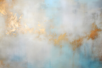 Obraz na płótnie Canvas Acrylic blue and golden background. Abstract painting for banner, website, texture. Oil art with aquamarine and gold, light orange and bronze, light gold and white, sleek metallic finish Generative Ai