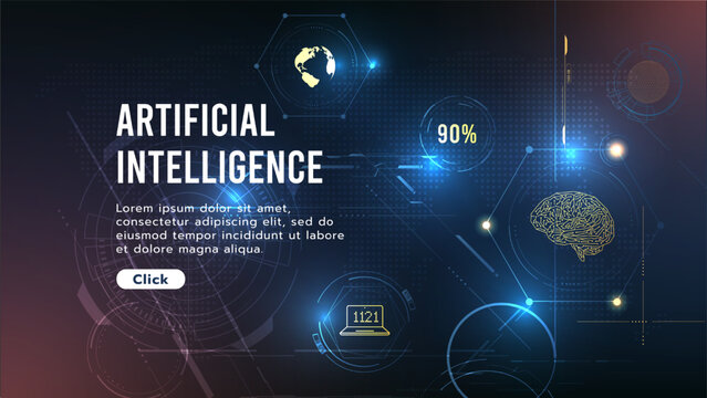 Artificial intelligence technology affecting the world.Technology and science concept,machine learning system.AI brain analysis information.Hi-tech and futuristic world.Digital concept background.
