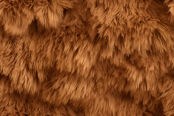 High detailed Close-up brown color sheep fur seamless pattern. Natural sheepskin rug seamless pattern background. Wool texture top view Generative Ai - obrazy, fototapety, plakaty