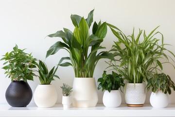 Obraz premium air purifying plants on a clean, white shelf