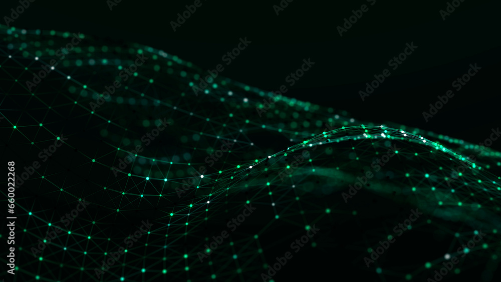 Poster Digital technology background. Network connection dots and lines. Futuristic background for presentation design. 3d
