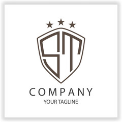 ST Logo monogram with shield shape isolated black colors on outline design template premium elegant template vector eps 10