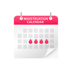 Calendar planner for menstrual critical days. Checklist schedule for intensity menstruation cycle. Woman period mark blood. Hand Drawn. Vector illustration - obrazy, fototapety, plakaty