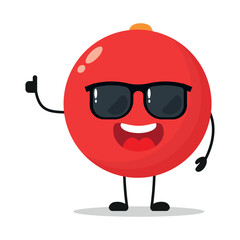 Cute happy cranberry character wear sunglasses. Funny fruit greet friend cartoon emoticon in flat style. closet vector illustration