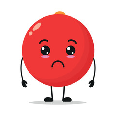 Cute sad cranberry character. Funny unhappy fruit cartoon emoticon in flat style. closet vector illustration