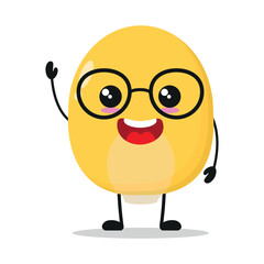 Cute happy corn kernel character wear eyeglasses. Smiling and greet vegetable cartoon emoticon in flat style. closet vector illustration