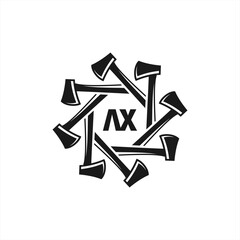 ax logo design, circular ax vector, ax emblem, ax symbol, carpentry design, woodwork