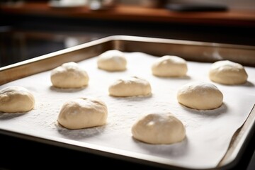 Fototapeta na wymiar freshly kneaded bread dough on a baking sheet