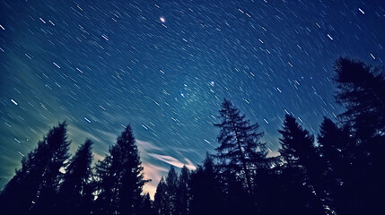 Naklejka premium An abstract, time-lapse night sky with the radiant Milky Way and streaking shooting stars.