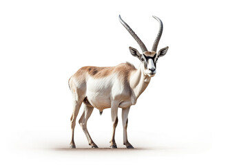 antelope isolated on white background,Graceful Solitude: A Gazelle's Portrait in Monochrome
